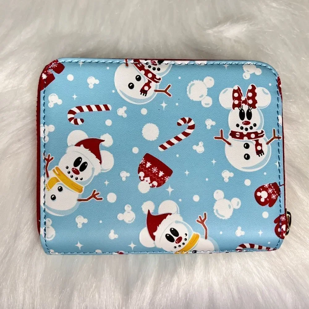 Snowman Mickey & Minnie Mouse Mini Backpack with Ears Headband & Wallet NWT